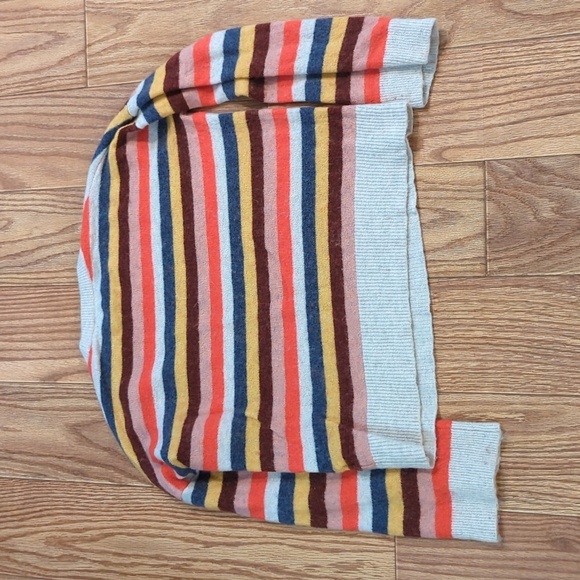 Madewell rainbow stripe wool-alpaca crewneck sweater oversized women's size XS - Picture 4 of 6